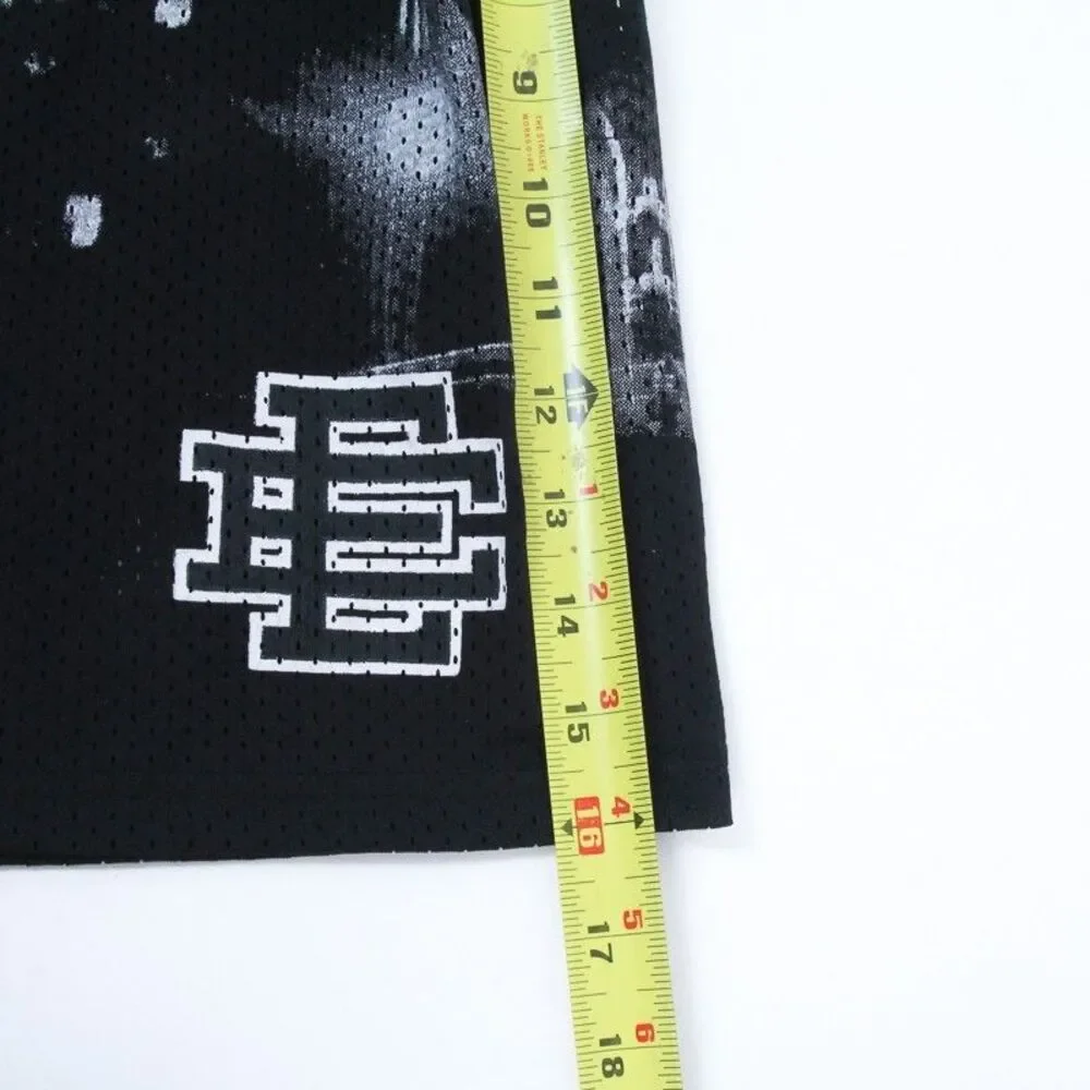 Eric Emanuel New York City Skyline Black Graphic Mesh Mens Large EE Basic Shorts